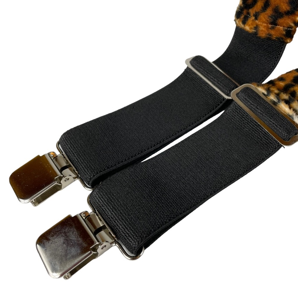 Handmade Cheetah Print Suspenders Alligator Clip 2x2 Faux Fur Halloween Costume - Picture 13 of 16